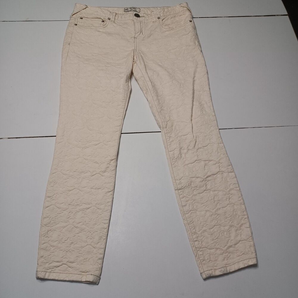 Free People Cream Quilted Track Pants